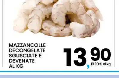 Mazzancolle decongelate sgusciate e devenate