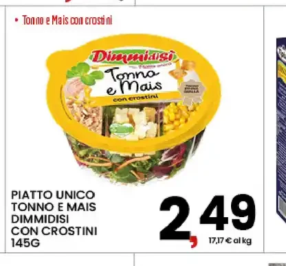 Piatto unico tonno e mais DimmidiSì