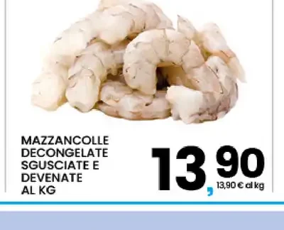 Mazzancolle decongelate sgusciate e devenate