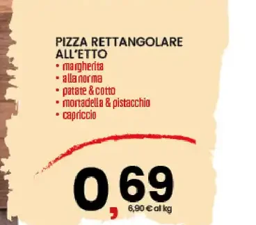 Pizza rettangolare all'etto