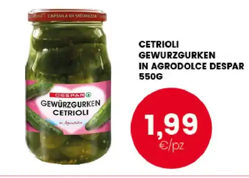 Cetrioli Gewürzgurken in agrodolce Despar
