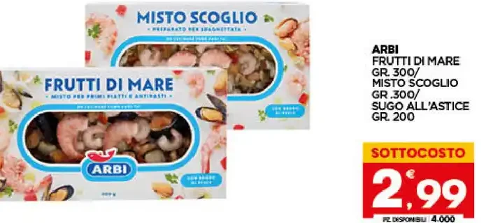 Arbi frutti di mare misto scoglio