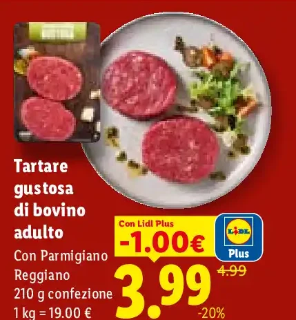 Tartare gustosa di bovino adulto