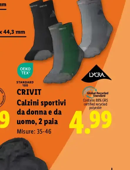 Calzini sportivi da donna e da uomo, 2 paia