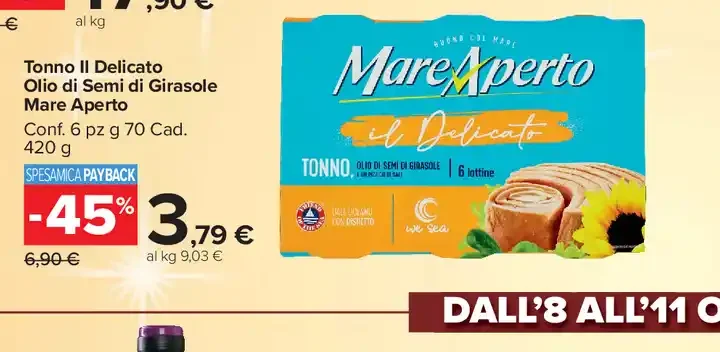 Tonno Il Delicato olio di semi di girasole Mare Aperto