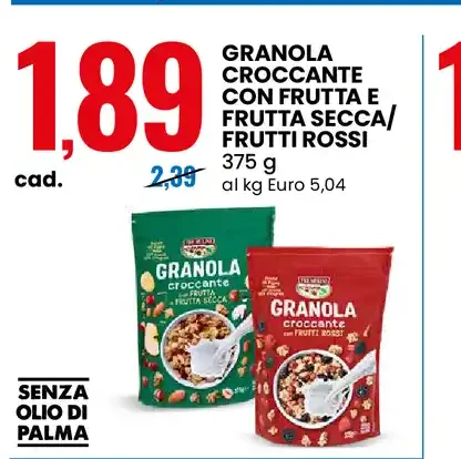 Granola croccante con frutta e frutta secca/frutti rossi