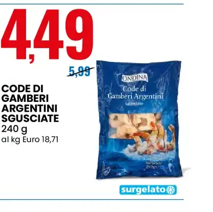 Code di gamberi argentini sgusciate