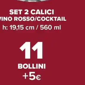 Set 2 calici vino rosso/cocktail