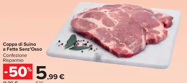 Coppa di suino a fette senz'osso