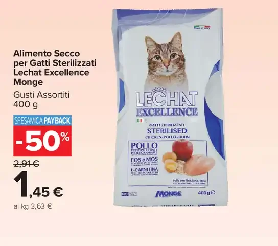 Alimento secco per gatti sterilizzati Lechat Excellence Monge