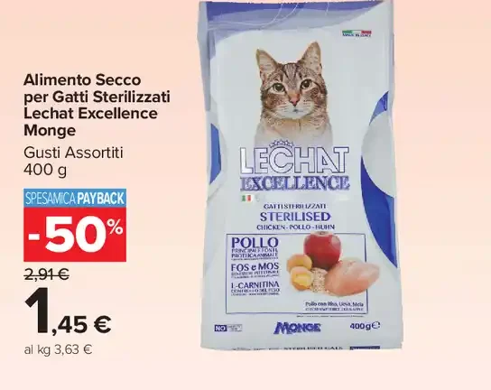 Alimento secco per gatti sterilizzati Lechat Excellence Monge