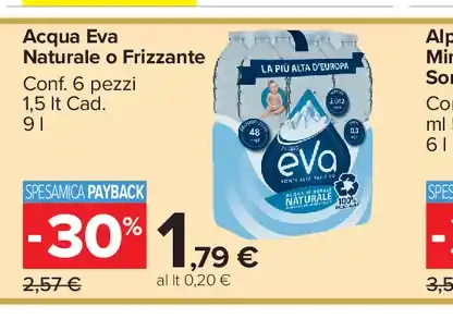 Acqua Eva Naturale o Frizzante