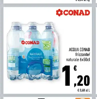 Acqua naturale frizzante Conad