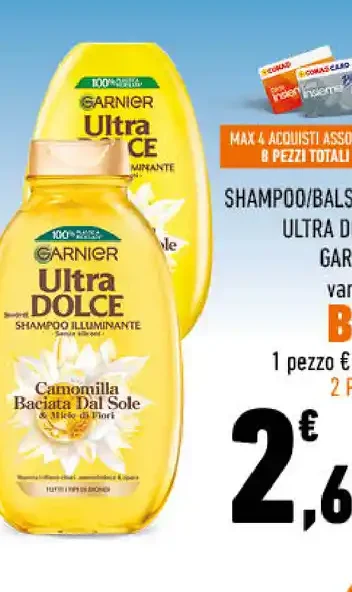 Shampoo/balsamo Ultra Dolce Garnier, vari tipi