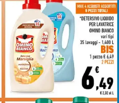 Detersivo liquido per lavatrice Omino Bianco, 35 lavaggi - 1,400 L