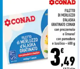 Filetto di merluzzo d'Alaska gratinato