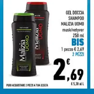 Gel doccia shampoo Malizia Uomo