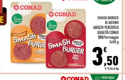 Smash burger di bovino adulto