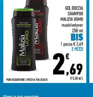 Malizia uomo gel doccia shampoo