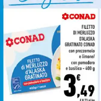 Filetto di merluzzo d'Alaska gratinato Conad