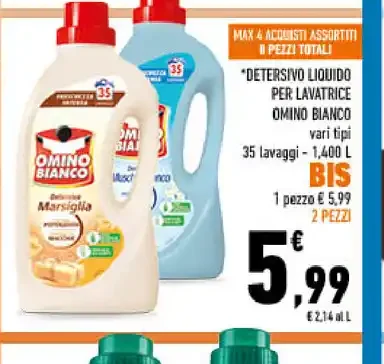 Detersivo liquido per lavatrice Omino Bianco