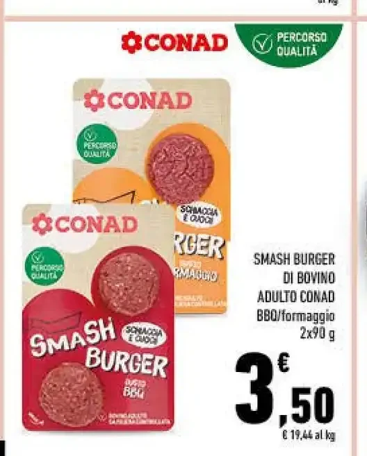 Smash burger di bovino adulto Conad
