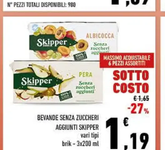 Bevande senza zuccheri aggiunti Skipper