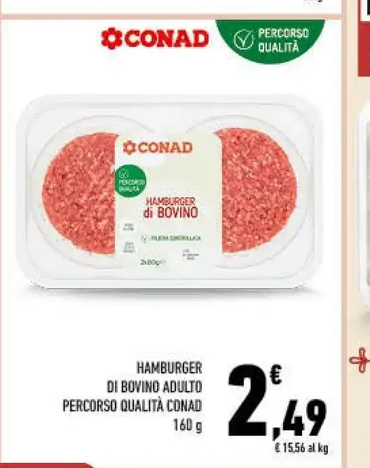 Hamburger di bovino adulto