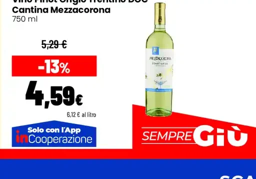 Vino Pinot Grigio Trentino DOC Cantina Mezzacorona
