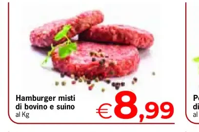 Hamburger misti di bovino e suino