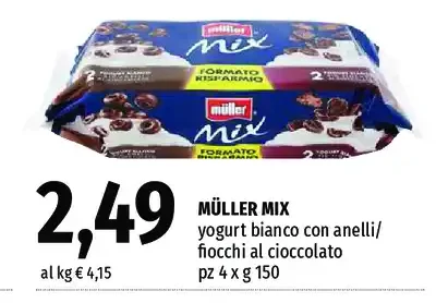 yogurt bianco con anelli/fiocchi al cioccolato