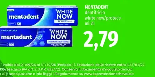 Dentifricio Mentadent White Now