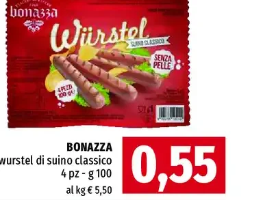 wurstel di suino classico