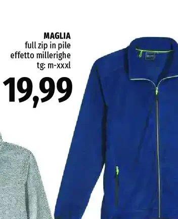 maglia full zip in pile effetto millerighe