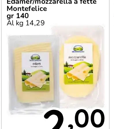 Edamer/mozzarella a fette Montefelice