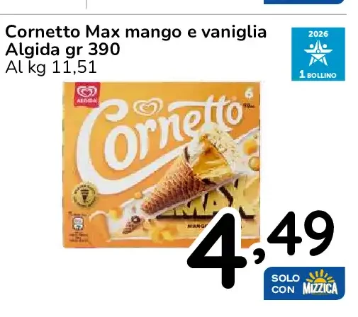 Cornetto Max mango e vaniglia Algida