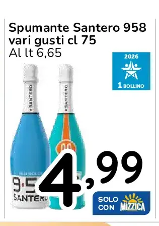Spumante Santero 958 vari gusti