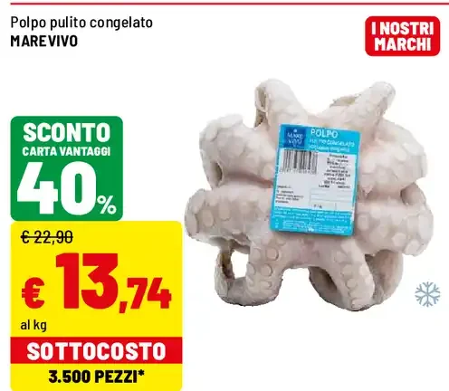 Polpo pulito congelato
