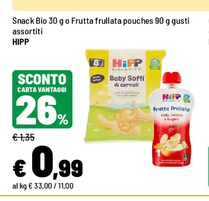 Snack bio o frutta frullata