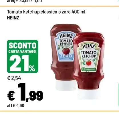 Tomato ketchup classico o zero