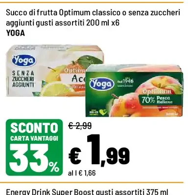 Succo di frutta Optimum classico o senza zuccheri aggiunti