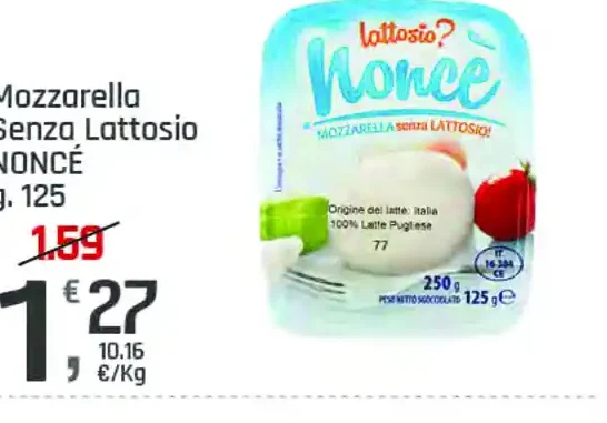 Mozzarella senza lattosio Noncé