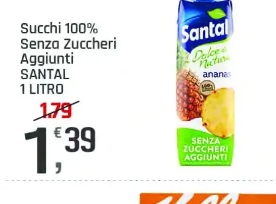 Succo 100% senza zuccheri aggiunti Santal