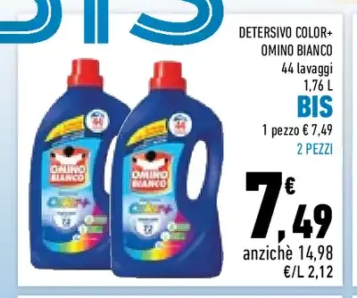 Detersivo Color+ Omino Bianco 44 lavaggi 1,76 L
