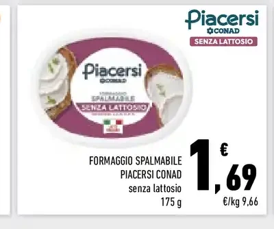 Formaggio spalmabile Piacersi Conad senza lattosio