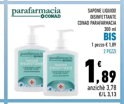 Sapone liquido disinfettante Conad Parafarmacia