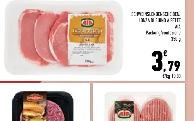 Lonza di suino a fette