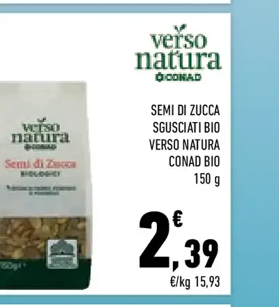 Semi di zucca sgusciati bio Verso Natura Conad