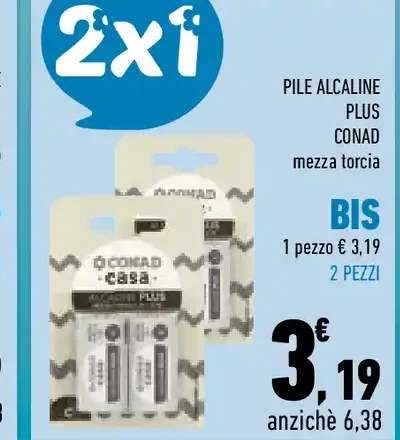 Pile alcaline Plus Conad mezza torcia