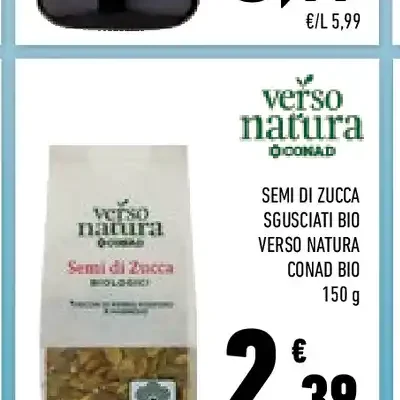 Semi di zucca sgusciati Verso Natura Conad Bio